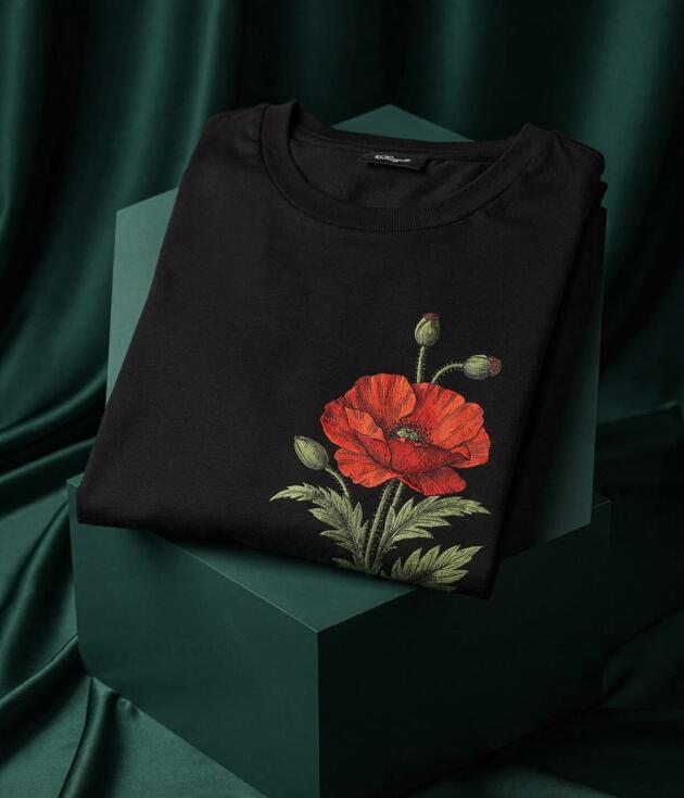 Floral embroidered black sweatshirt