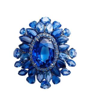 Blue crystal statement brooch