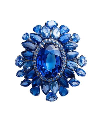 Blue crystal statement brooch