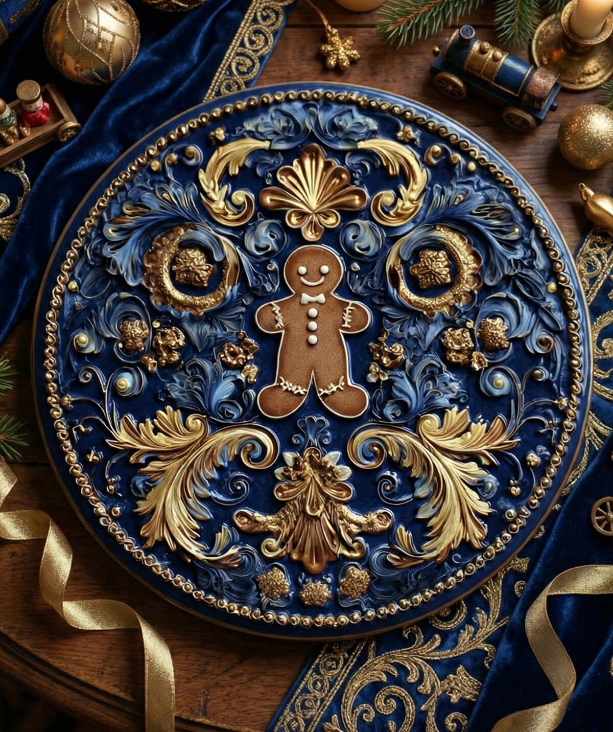 Ornate baroque ceramic wall plate - Image 2