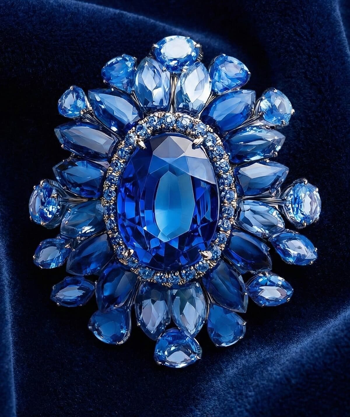 Blue crystal statement brooch - Image 2