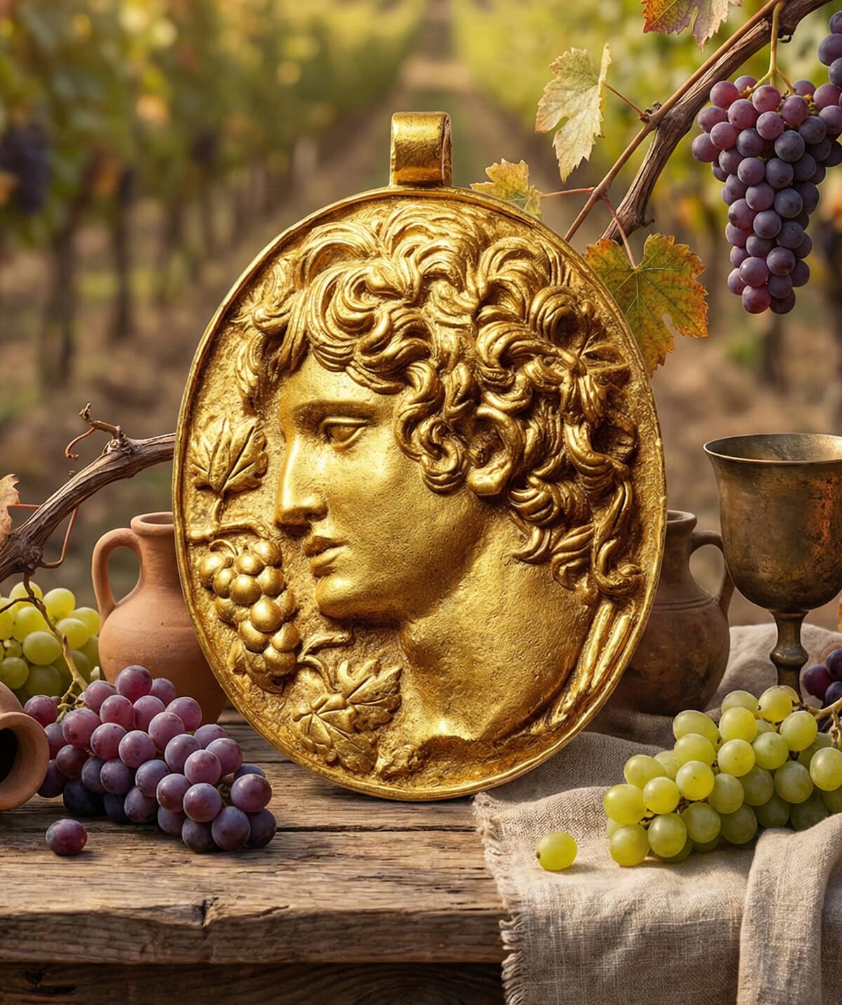 Golden classical profile medallion pendant - Image 2